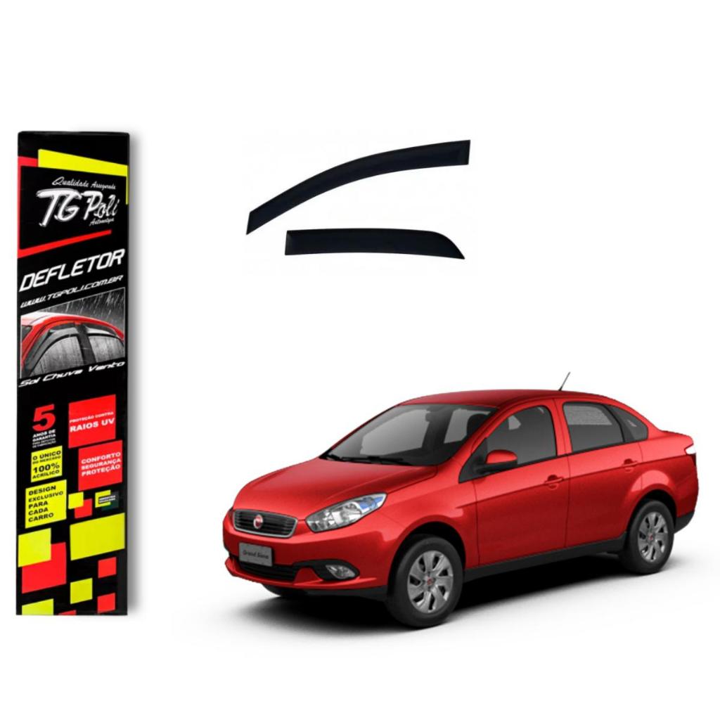 Calha de Chuva Fiat Gran Siena 2012 a 2014 4 portas TG Poli Defletor Portas Protetor Janelas Fumê