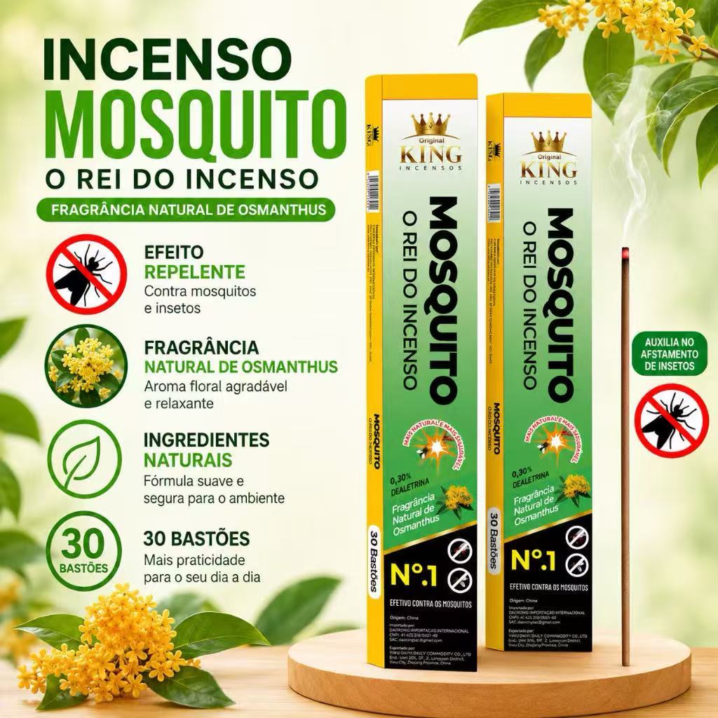 Incenso Aromático Osmanthus Repelente Natural 30 Varetas Para Casa