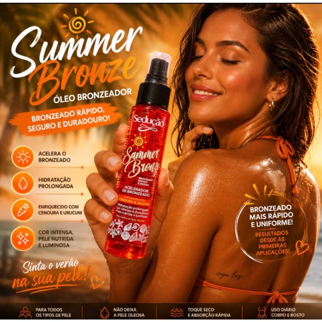 Sedução Óleo Acelerador de Bronzeado Com Cenoura e Urucum Bronze Intenso Spray 100ML