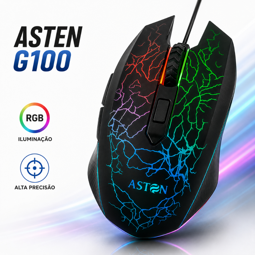 Mouse Gamer com fio 6 Botões 2400DPI Original Astgn
