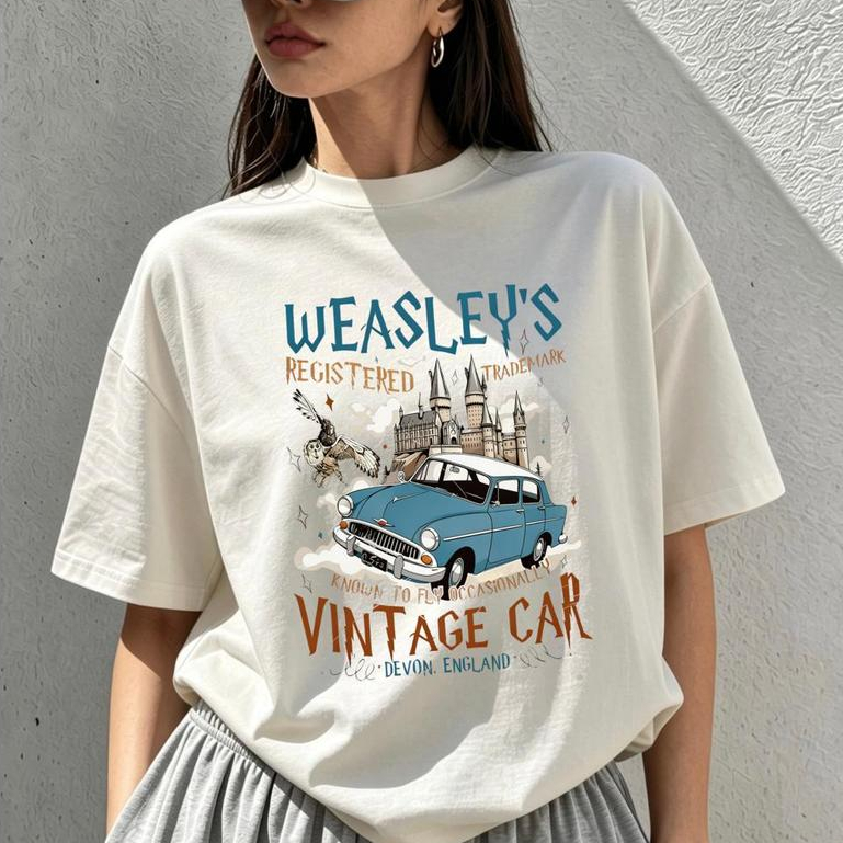 Camiseta Premium 100% Algodão Feminina 100% Harry Potter Vintage Car Streetwear Unissex