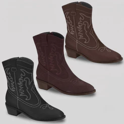 Bota Feminina Moleca Western Cano Médio Bordada Camurça Ana Castela Texana Original