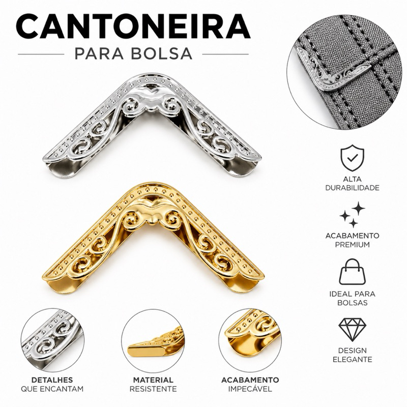 Cantoneira para bolsa e artesanato 40mm - 1 Par