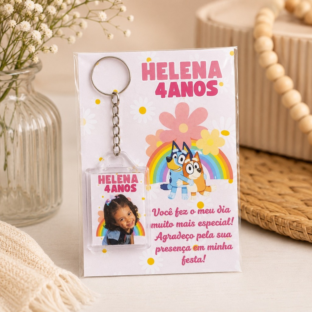 Chaveiros Personalizados Bluey Menina | Lembrancinha | Festa | Aniversário | Decoração | Infantil