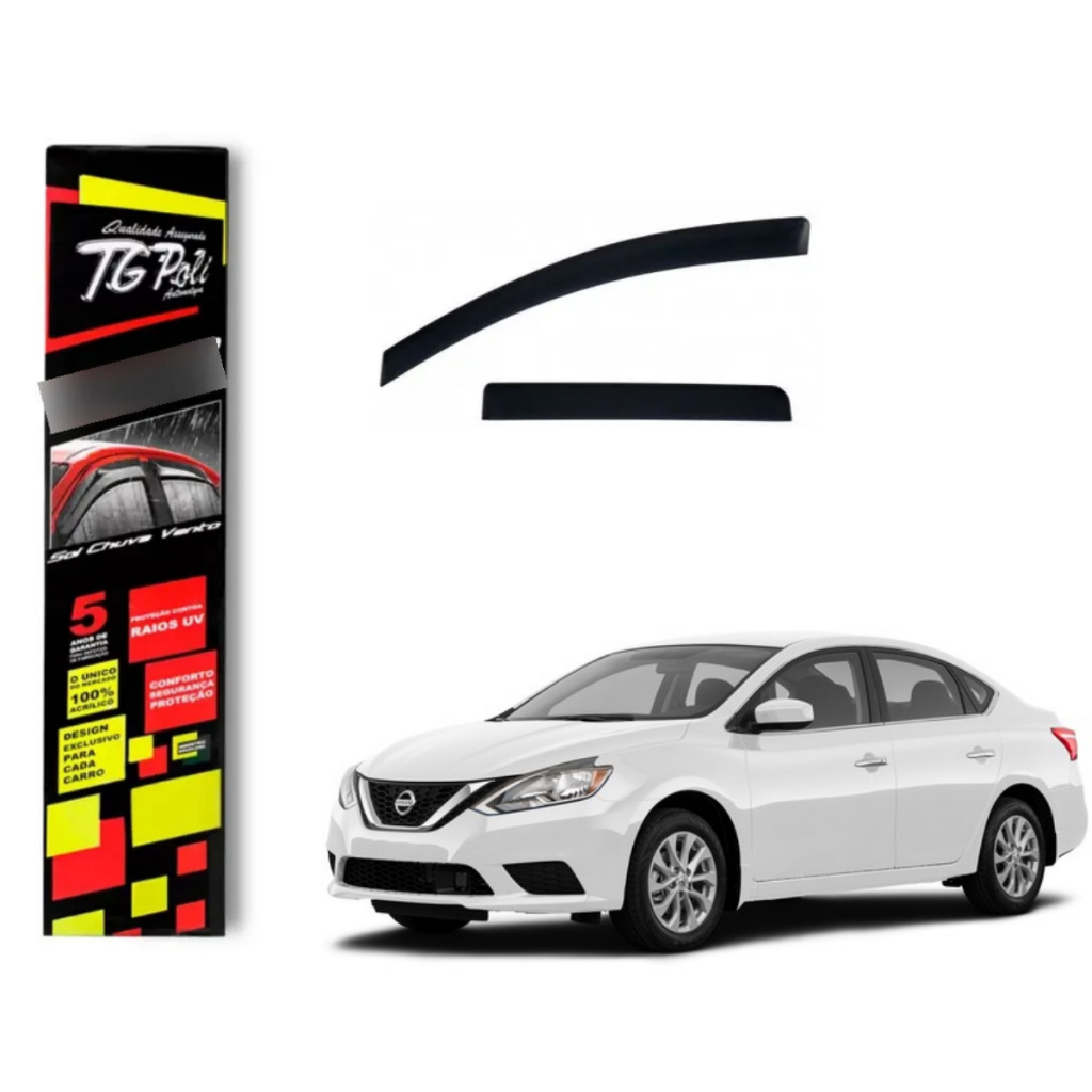 Calha de Chuva Nissan Sentra 2014 a 2020 TG Poli Defletor 4 portas Protetor Janelas Fumê