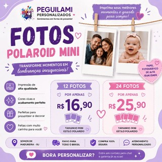 Fotos Polaroid Mini Personalizadas – 12 ou 24 Fotos | Revelação de Fotos | Lembranças