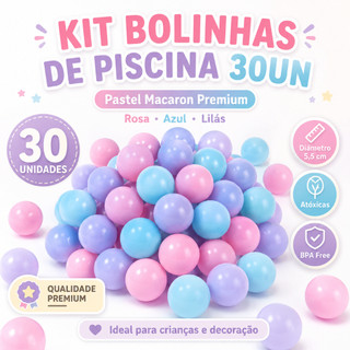 30 Bolinhas de Piscina Infantil Rosa Bebê Azul Lilás Brinquedo Criança Piscina Bolinhas 71mm