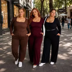 Conjunto Plus Size Feminino de frio inverno Manga Longa Calça Pantalona Veste do 44 ao 56