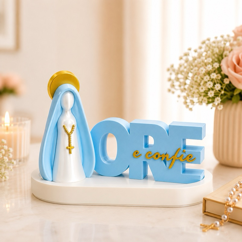 Imagem Nossa Senhora Aparecida Decorativa Ore e Confie | Decoração Católica em PLA | Presente Religioso