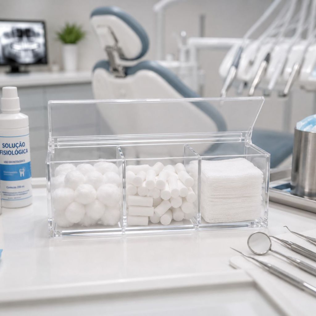 Porta Algodão Odontológico Decoração Enfeite Organização Dentista Saúde Dental