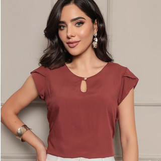 BLUSA MANGA JAPONESA EM CAMADAS PEROLA NO DECOTE- SIS1338