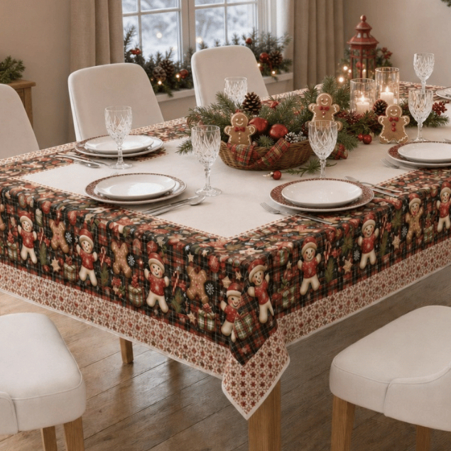 Toalha De Mesa 8 Lugares 3,00 x 1,50 Estampada NATAL (Decoração, Mesa Posta, Cozinha)