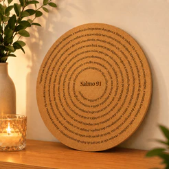 Decoração Cristã Salmo 91 MDF Redondo 40cm Mandala Suplat para Mesas Estantes Parede