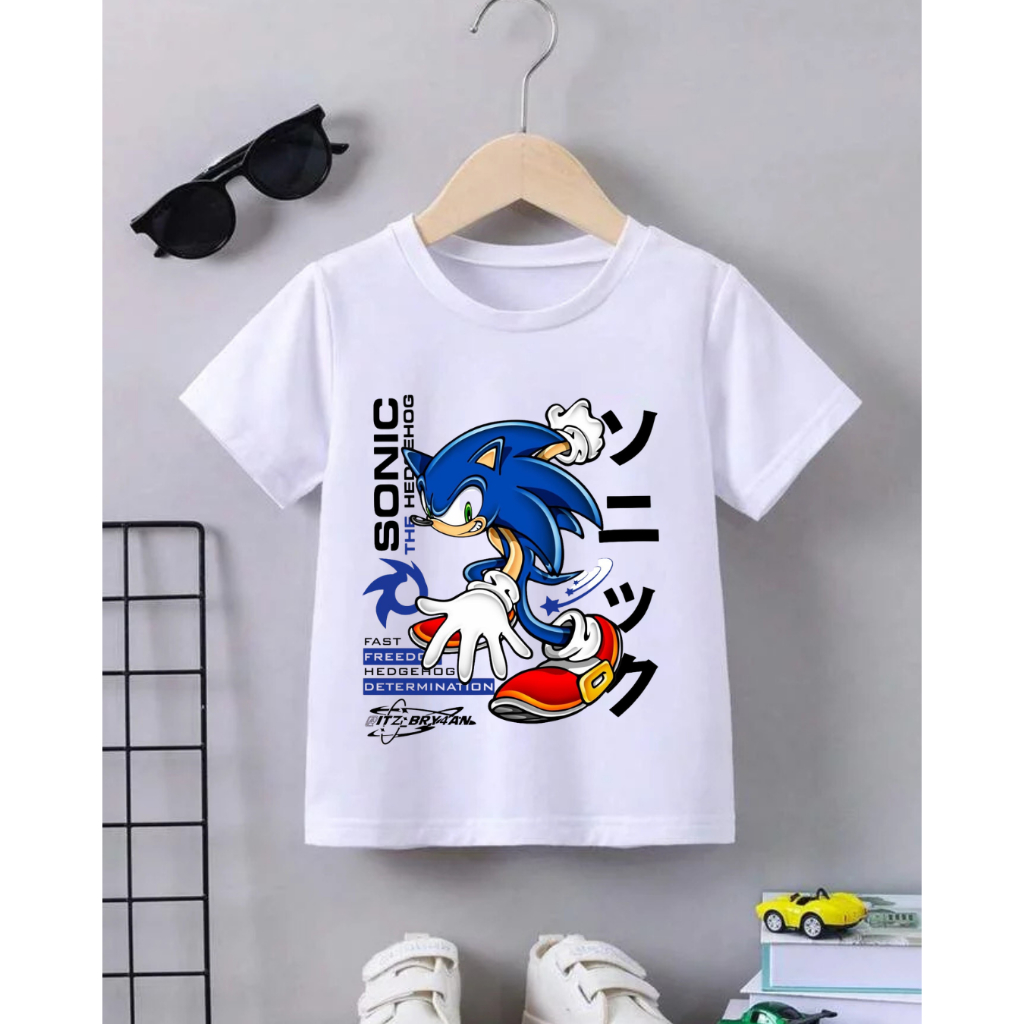 Camiseta Branca Infantil Unissex Estampa Sonic Personagens Variados 100% Algodão Premium Fofa Confortável Estilosa