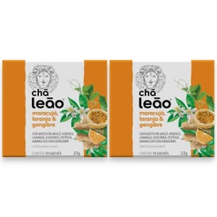Chá Leão Maracujá, Laranja e Gengibre 2 Caixas Com 10 Sachês.