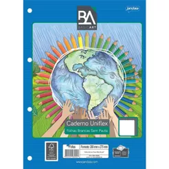 REFIL PARA FICHARIO UNIVERSITÁRIO 4 FUROS FOLHAS SEM PAUTA 80 FOLHAS 56G BASICO