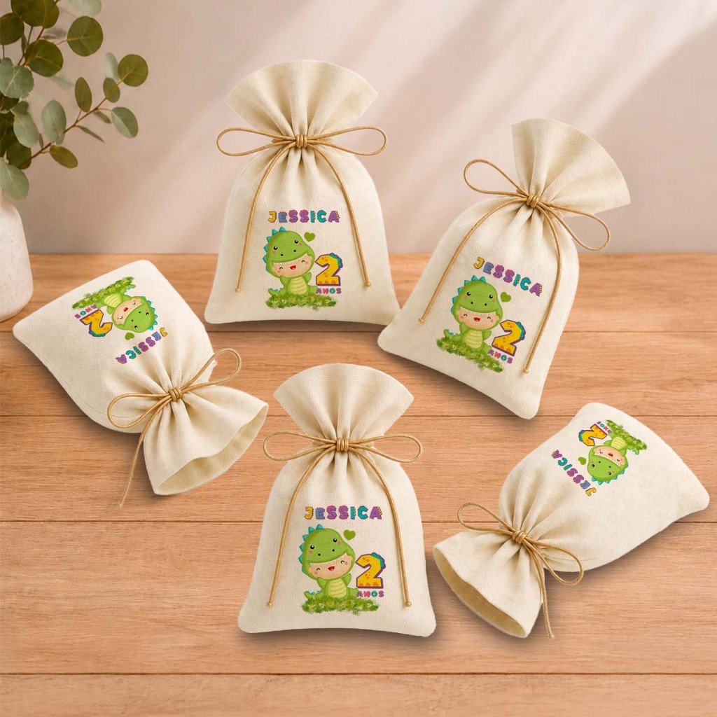 Kit 20 Saquinhos Lembrancinha Personalizada Festa Infantil Aniversário Dinossauros Dino Mite Sozinho 11x17