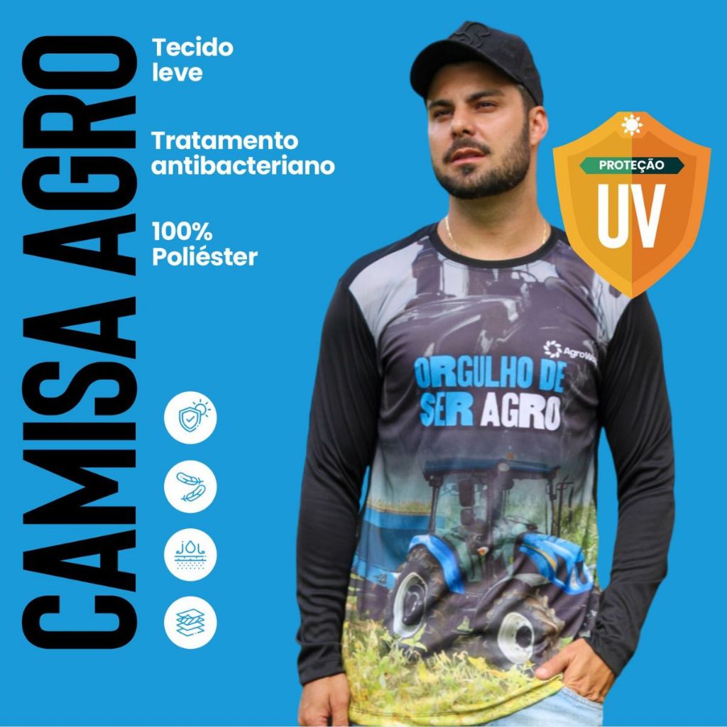 Camisa Camiseta Agro Trator Blusa Proteção UV Manga Longa Masculina · foto 2