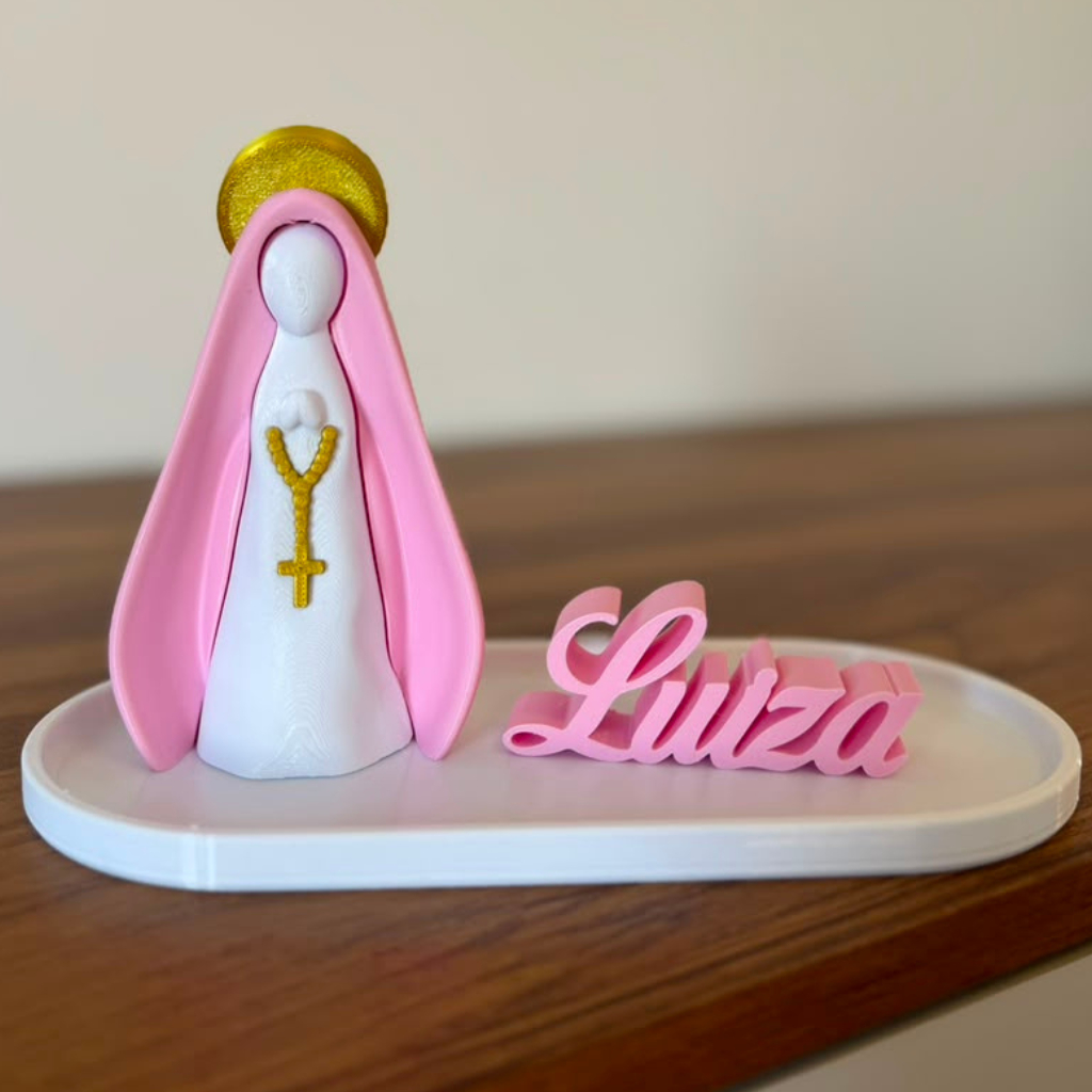 Nossa Senhora Personalizada com Nome | Decoração Religiosa | Presente Católico | Impressão 3D em PLA