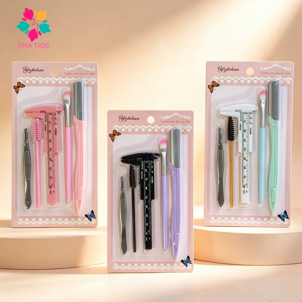 ANA1108 Kit Design de Sobrancelhas 5 Peças – Régua, Pinça, Escova, Navalha e Pincel Cor aleatorio · foto 2