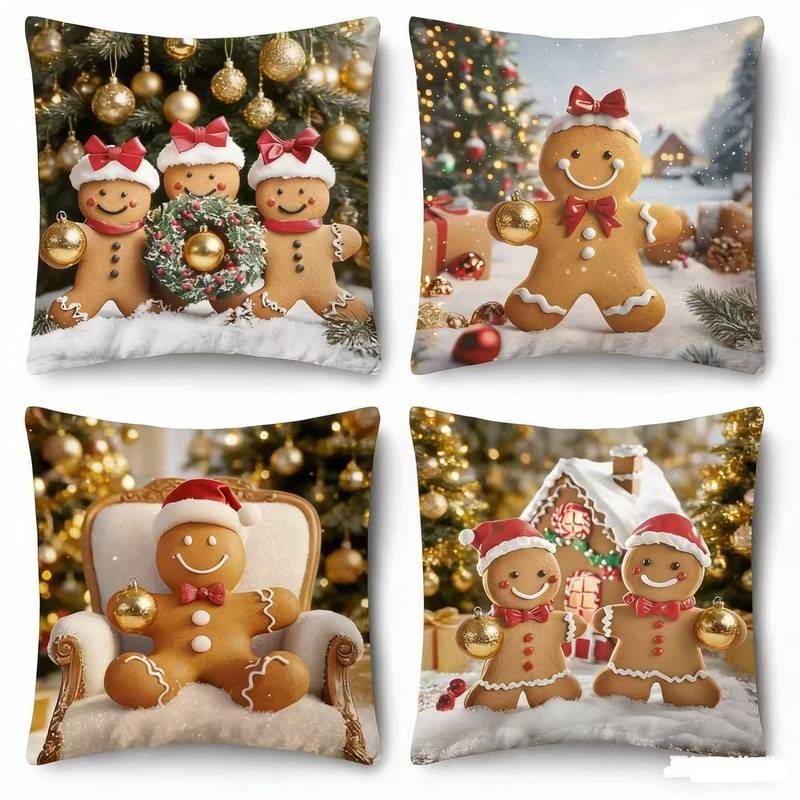Kit 4pcs Capa Para Almofada  Decoração Natalina Aveludado Decorativo