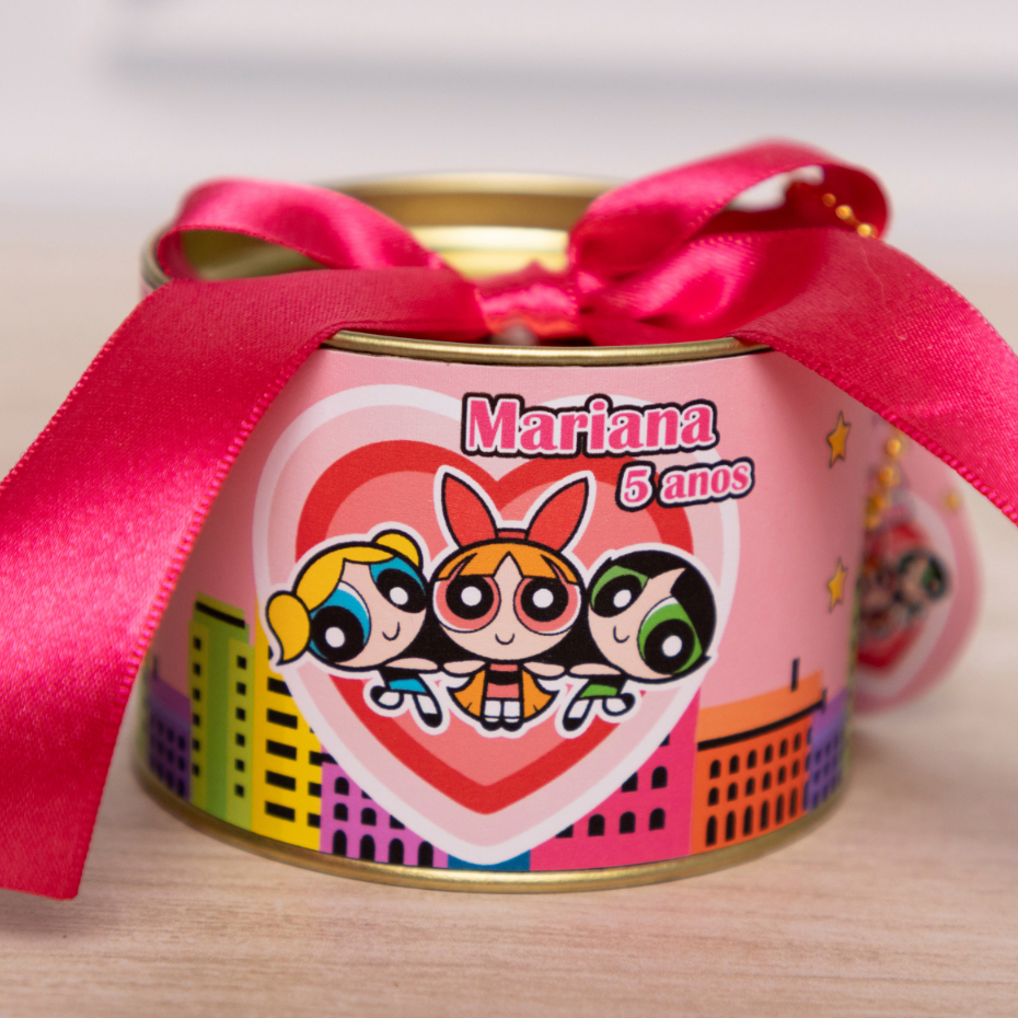 Kit Tubolata 7x5cm Personalizada Meninas Superpoderosas Lembrancinha Festa Aniversário