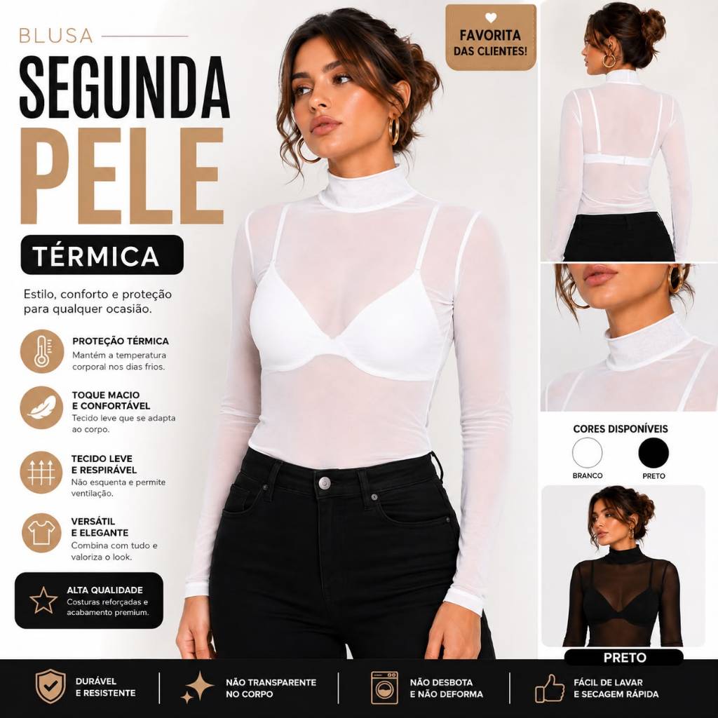 Blusa Tule Feminina Manga Longa Transparente Segunda Pele Elegante Sofisticada Moda Blogueira Varias Cores