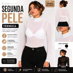 Blusa Tule Feminina Manga Longa Transparente Segunda Pele Elegante Sofisticada Moda Blogueira Varias Cores