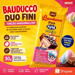 Bolinho Bauducco Duo Fini Torção Marshmallow 15 Unidades 30g