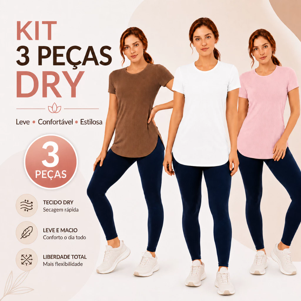 Kit 3 Blusas Feminina Academia Basica Lisa Fresca Roupa Feminina Long DryFit Anti Odor P/GG