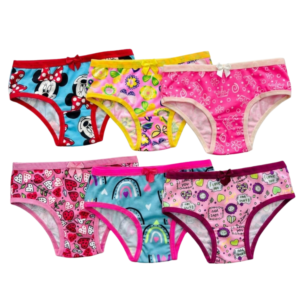 Kit Calcinha Infantil Microfibra Calsinha Estampada Sortidas Macia Forro 100% Algodão P M G GG XGG