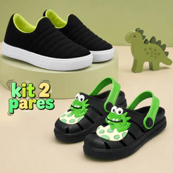 Kit 2 Pares Tênis Calce Fácil Infantil e Sandália Menino Confortável