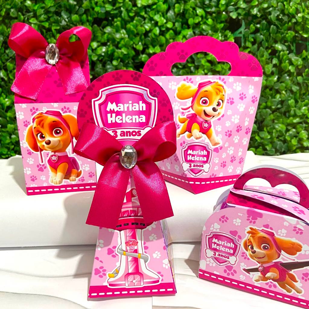 Kit Caixas Personalizadas SKYE PATRULHA CANINA Lembrancinhas Festa Infantil Aniversário Desmontadas
