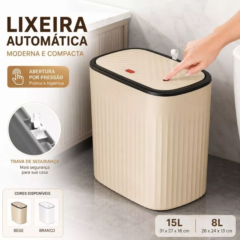 Lixeira Slim 15L com Tampa Click Antiodor