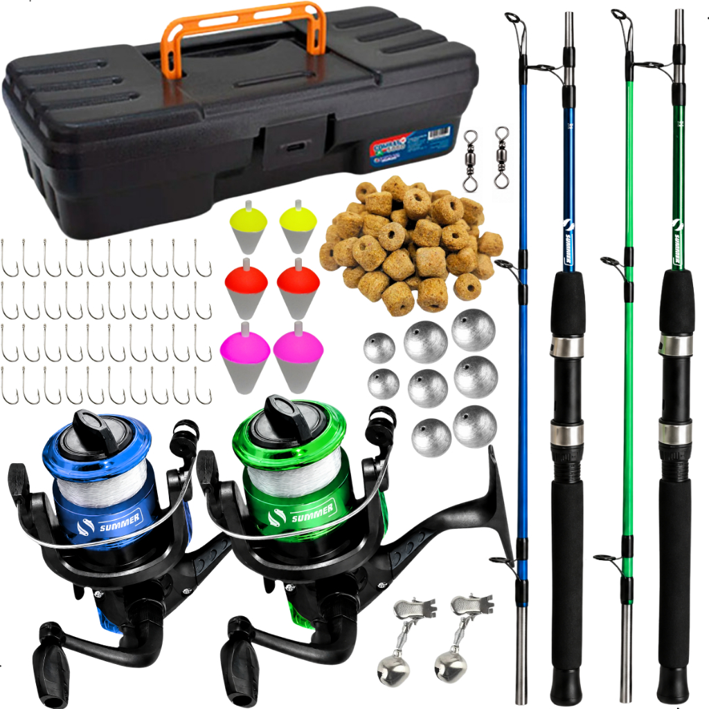Kit De Pesca Completo 2 Varas 1,20m 10kg 2 Molinete + Itens
