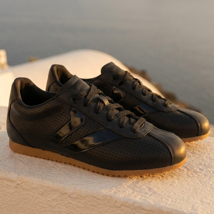 Tênis Feminino Vittal Couro Legítimo Naomi Casual Clássico Retrô Preto