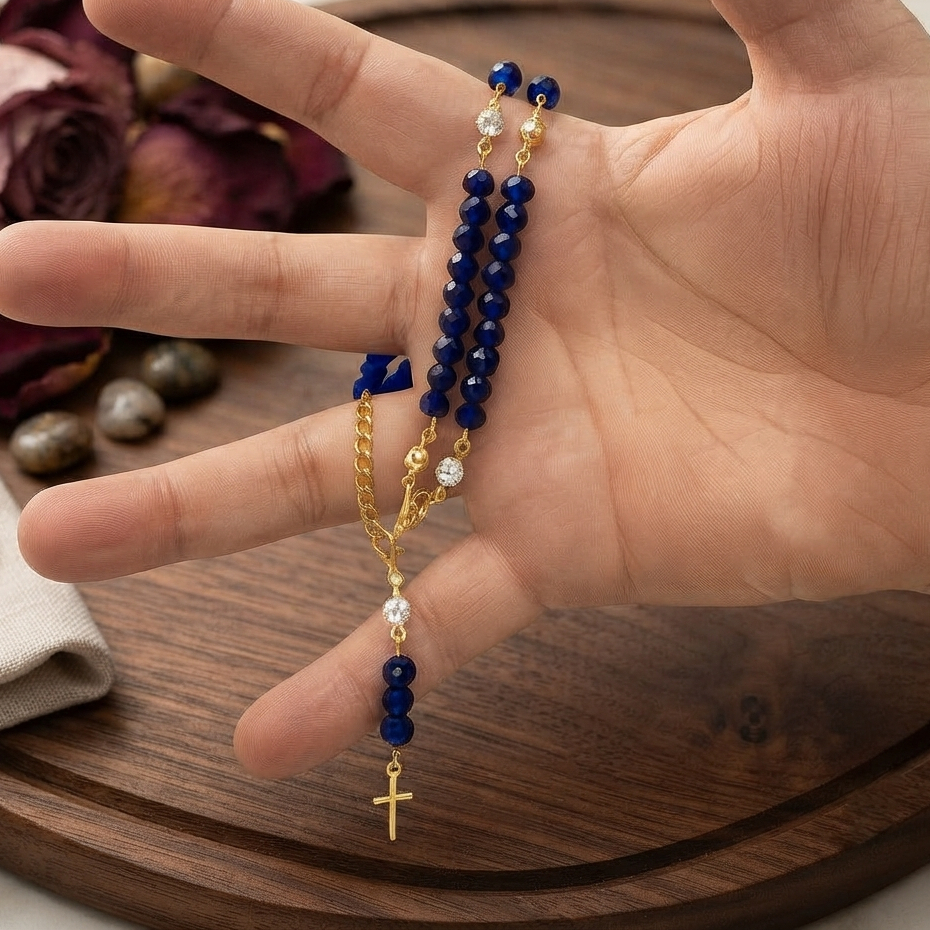 Terço Pulseira De Pulso Católica Medalha Nossa Senhora Aparecida Folheado A Ouro Presente Lembrancinha Católica Religios