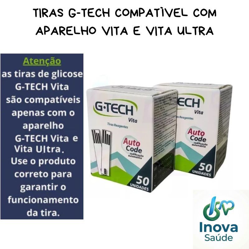 Tiras Reagentes G-TECH Vita e Vita Ultra c/ 50 Unidades