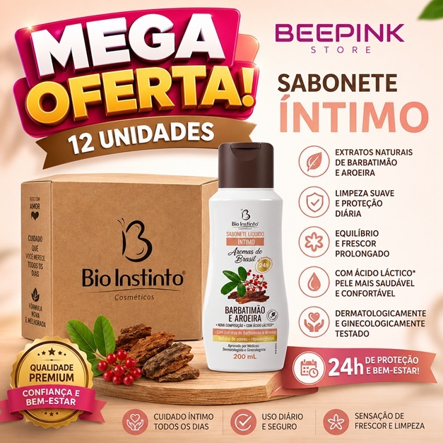 Sabonete Íntimo Aroeira, Barbatimão 200ml - 12 unidades