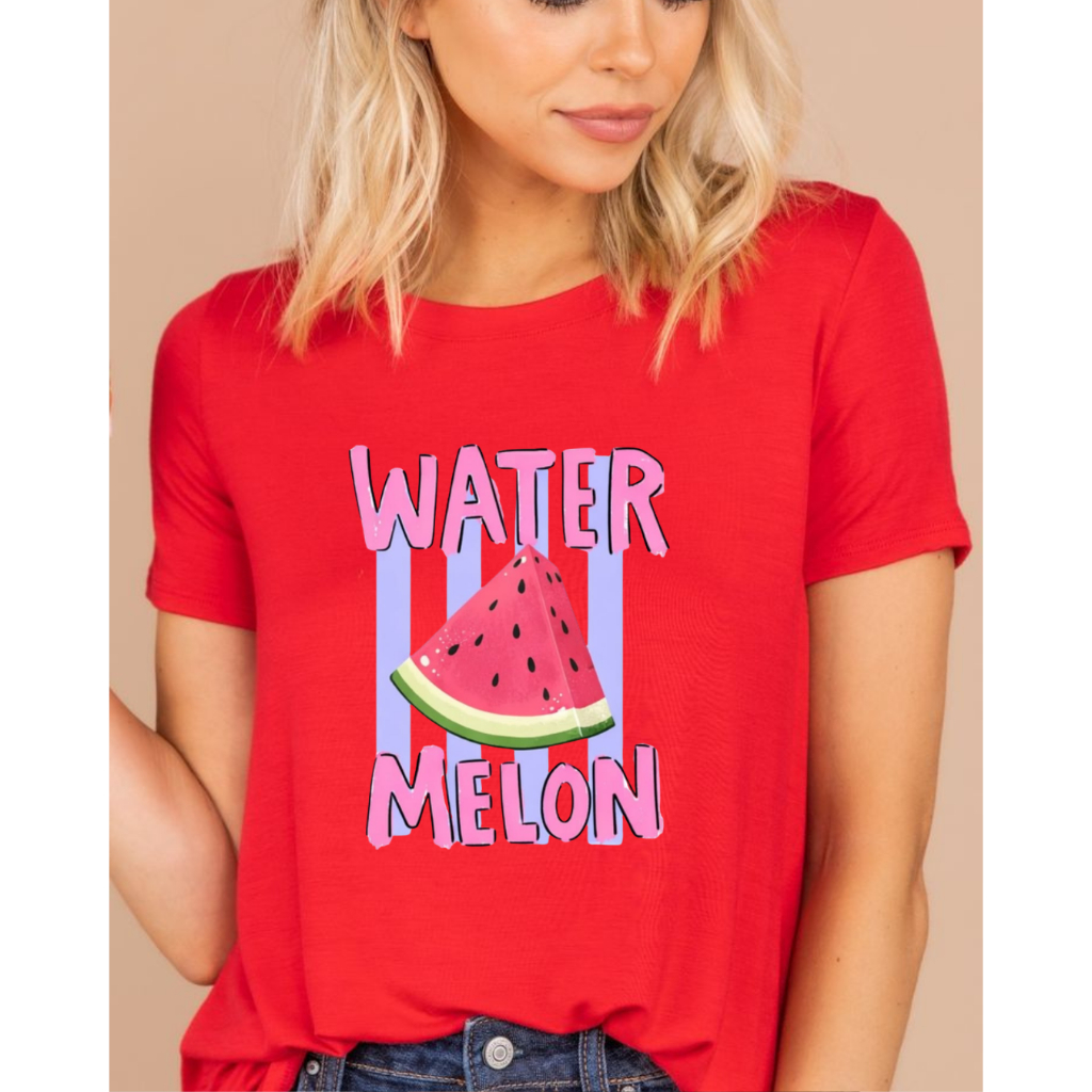 Camiseta Cores Variadas Estampa Melancia Feminina 100% Algodão Premium Casual Confortável Estilosa Fofa