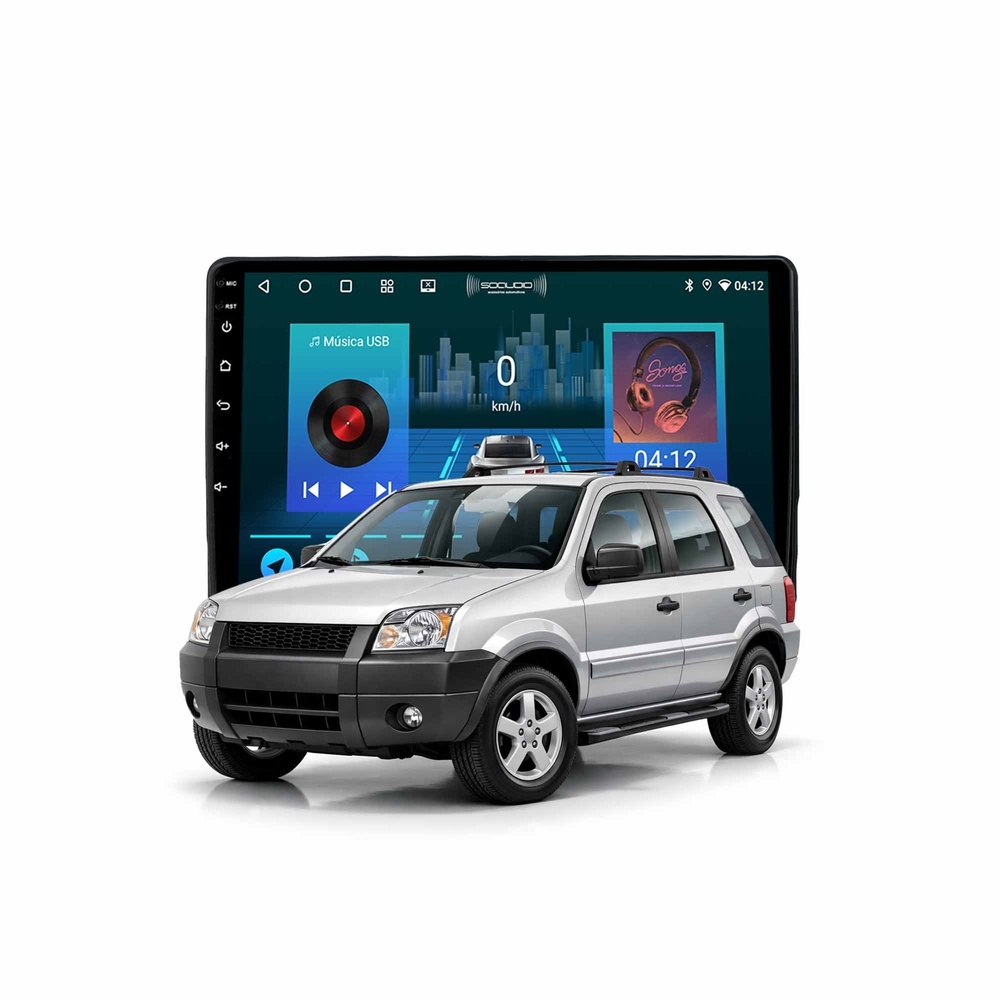 Multimídia Ecosport 2004 A 2012 2ram+64gb Quadcore Carplay Android Gps Bluetooth 9 Polegadas