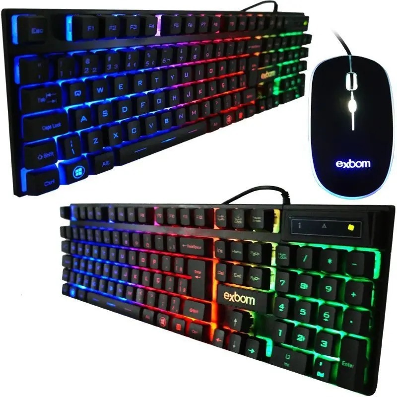 Kit Teclado e Mouse Gamer Rgb Com Fio Combo Gamer
