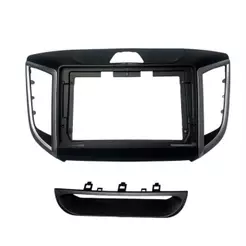 Moldura 9P Hyundai Creta Até 21 Creta Actyon 22 Acima Painel Multimídia 2din Preto c Prata Alto Acab