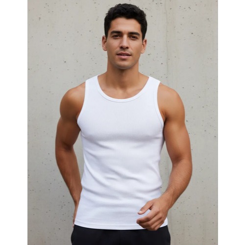 Regata Canelada Americana Masculina Lisa Algodão Sem Estampa Gola Redonda Básica Justa Confortável Fitness Academia