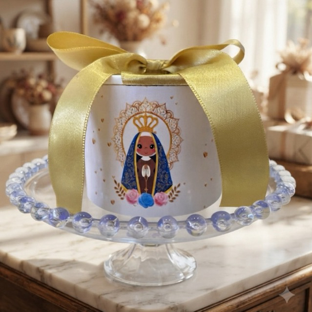 Kit Tubo Lata Personalizada Lembrancinha Nossa Senhora Lembrança Batizado Aniversário Festa Infantil 5x6