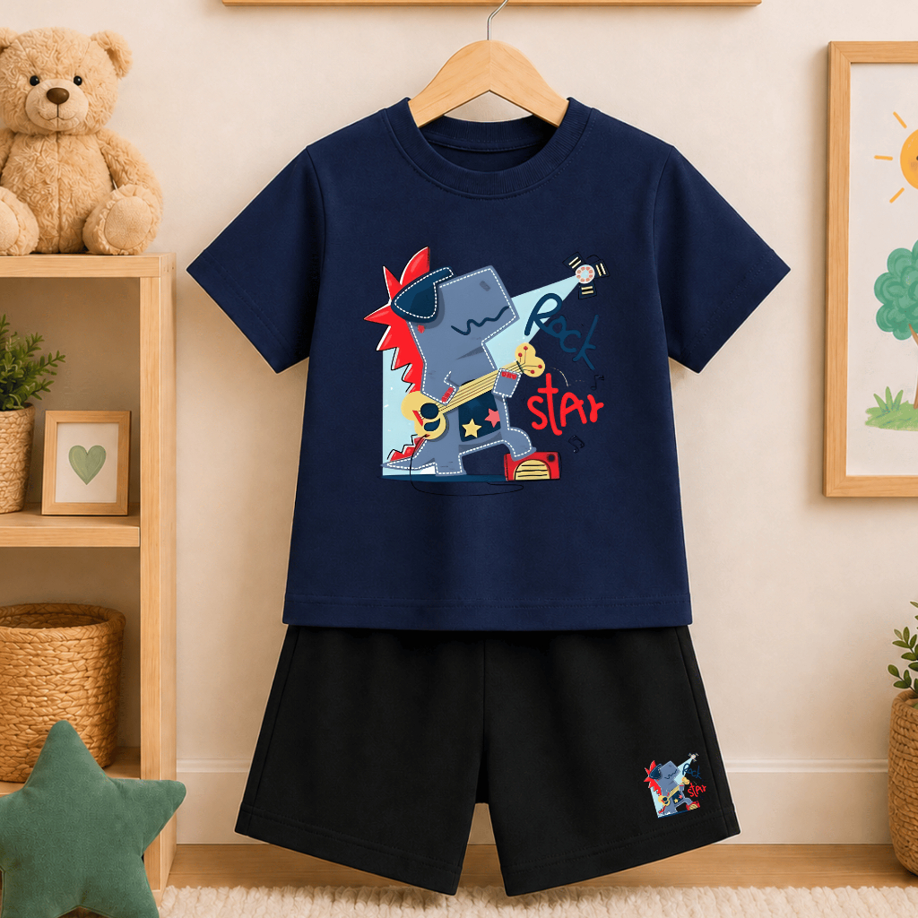 Conjunto infantil Masculino Short Moletinho + Camiseta Algodão Estampados Estilosos 2 ao 16