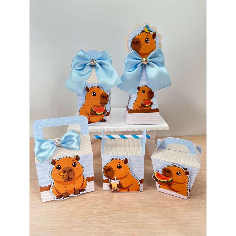 Kit Festa Personalizados CAPIVARA COR AZUL | Caixinhas Personalizadas | Lembrancinhas de Aniversário | Festa Infantil