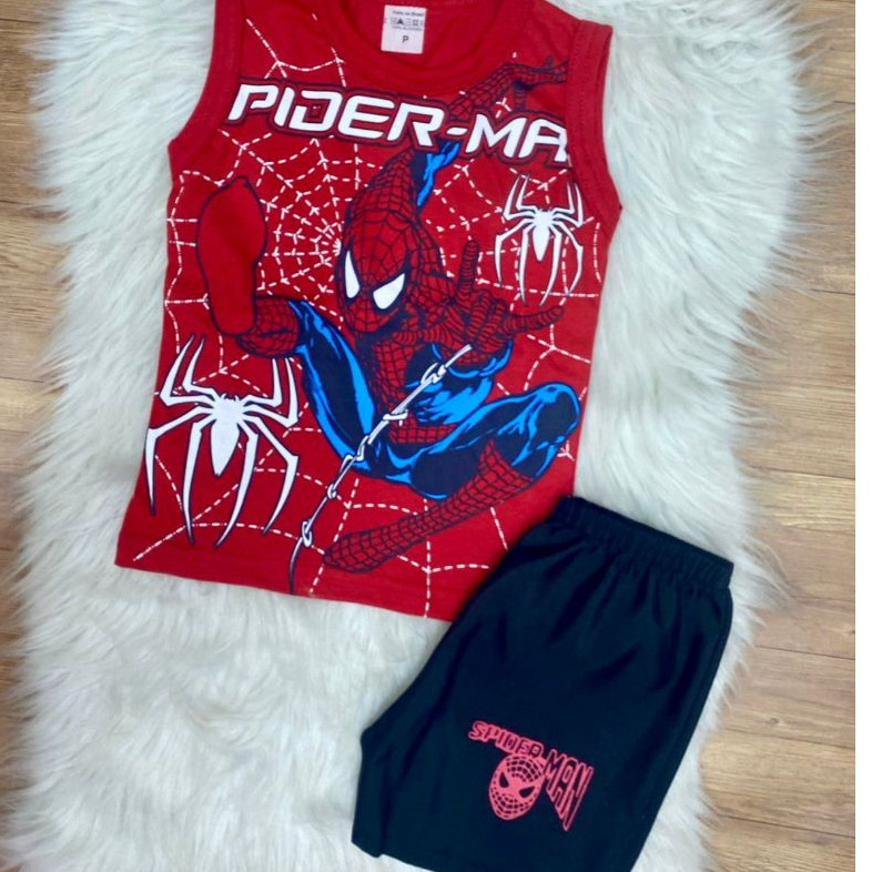 Conjunto Infantil - Herói Menino - Camiseta e Short Temático Verão | Pronta Entrega