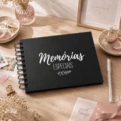 Kit Presente Criativo: Álbum A5 de Fotos + Adesivos + Caneta Gel Scrapbook com Adesivos ou 22x22