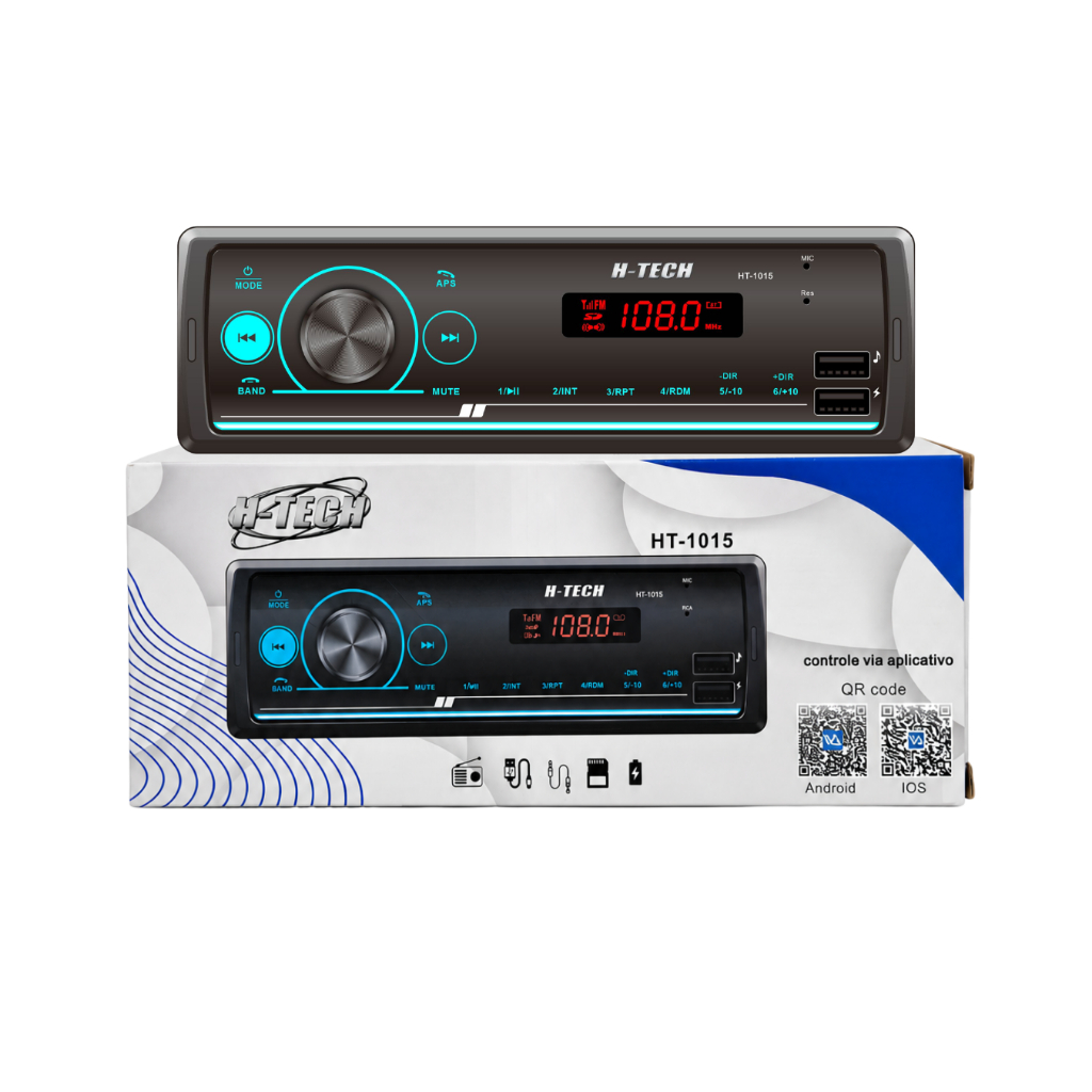 Rádio H-tech Ht-1015 Bluetooth Usb Fm Mp3 Controle Virtual